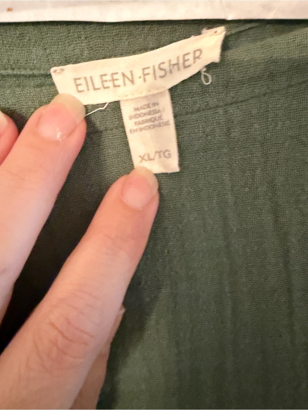 Eileen Fisher Olive Green Short-Sleeve Boxy Tee - Picture 3 of 6